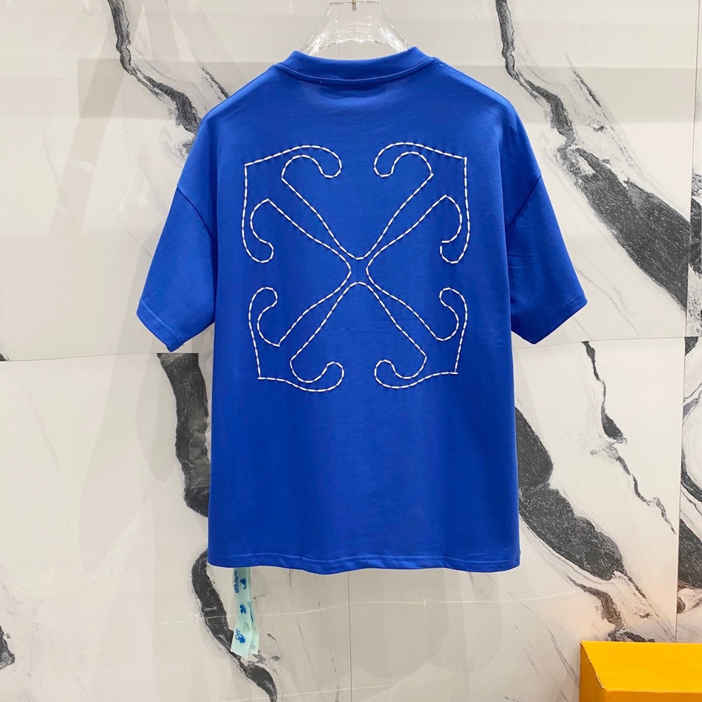 OFF-WHITE blue men's round neck short-sleeved T-shirt